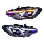 Headlight assembly suitable for BMW 3 Series F30 F35 2012-2018 models, blue-eye LED DRL sequential turn signals, Bi-LED projector - HID xenon, suitable for halogen lamps.