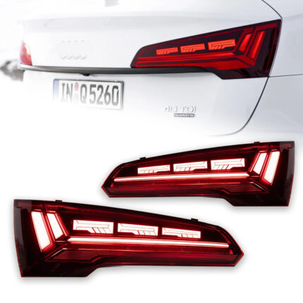 DBH Audi Q7 2006-2015 LED Taillights and Taillights with DRL Brake Lights 6000K Color 12V Automotive Parts - Left + Right, 06-09 Original Vehicle Halogen Red
