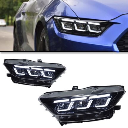 LED Crystal Daytime Running Lights, Turn Signals, and Angel Eye Projector Lights for 2015-2018 Ford Focus Models - 12V 55W (One Headlight, 72 Watts)