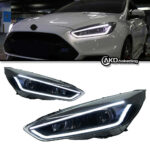 Headlights for Mondeo Fusion models, 2013-2016 DRL turn signals, high beams, angel eye projector lens, 12V 6000 lumens - left + right, using mosaic LED lens, right-hand drive. - Image 5