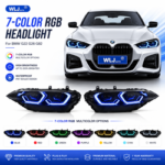 Upgraded tri-color LED headlights for BMW F32, F36, F80, and F82, featuring dual-color (white, yellow, amber) DRL sequential turn signals - tri-color. - Image 7