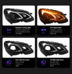 Suitable for 2006-2012 Mercedes-Benz S-Class W221, retrofitting with LED projection headlight assemblies, including daytime running lights and turn signals - yellow. - Image 3