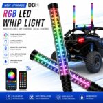 DBH RGB LED Whip Flag Light, APP Remote Control, Dual-Control Brake and Turn Signals, Waterproof Off-Road UTV ATV SXS Light - RB Style, Customized