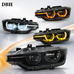 LED dragon-scale flowing turn signals and high-brightness brake lights are suitable for BMW 3 Series E90 M3 modifications - Black, Left