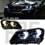 New DBH LED dragon scale taillights for BMW 3 Series F30 F35 (2013-2018) with high-brightness sequential brake light flashing - black.