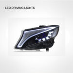 This headlight upgrade is suitable for 2010-2015 Mercedes-Benz E-Class W212 models, replacing older models with newer ones, and includes LED daytime running lights. It also applies to 2010-2013 xenon headlight models, converting older models to newer ones. - Image 2