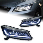 Honda Civic 10th Generation 2016-2021: Upgraded LED Headlights with New 12V Sequential Turn Signal (DRL) Headlights and Daytime Running Lights - Images (Left + Right)