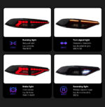 New red 12V RGB style full LED taillights and rear spoiler lights for SE LE sedans - red, green, and blue. - Image 3
