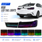 Upgraded Blue Eyebrow LED headlights are compatible with BMW F30 and F35 models (2012-2018), featuring dual LED projection lenses and plug-and-play sequential turn signals - HID xenon, suitable for halogen lamps.