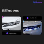 Upgraded LED headlights for Toyota Tundra XK50 2014-2021, dual LED projector DRL sequential turn signals with smoked housing. - Image 3