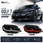 WLJ Auto Parts White and Red Headlight System for Volkswagen Golf Mk7 Upgraded Headlights with Smoke Cover - Red, Original Xenon Headlights