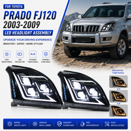 LED projection headlight assembly, upgraded from low-end to high-end version, suitable for Toyota Corolla 2019-2023 - Natural White.