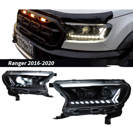 HILUX REVO ROCCO LED Headlights 2021-2024 Headlights, HILUX DRL Turn Signals, High-Resolution Car Accessories - Black, Left + Right