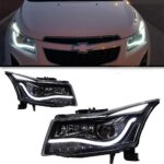 Dedicated 06-10 Chevrolet Aveo 12V 30W LED headlight assembly upgrade with three-eye design - one pair of three-cover headlights