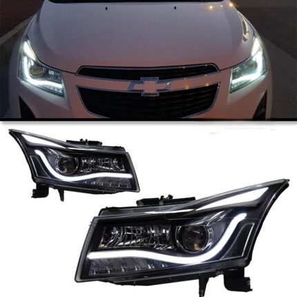 Dedicated 06-10 Chevrolet Aveo 12V 30W LED headlight assembly upgrade with three-eye design - one pair of three-cover headlights