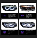 LED Laser Dual-Color DRL Yellow and White Headlights for BMW 3 Series E90 (2005-2012) G22 Model - Plug and Play - Compatible with Original Xenon Headlights with AFS - Image 3