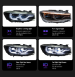 LED headlight assemblies suitable for BMW 5 Series 2010-2013 aftermarket F10/F18 xenon D2S new 525/520/528/530 angel eye DRL headlights. - Image 4