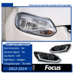 LED headlight assembly for Ford Mustang 2015-2017 models, LED DRL projection headlights, automotive lighting accessories - white. - Image 7