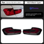 Taillights with an "E" mark compatible with BMW 3 Series G20 G28 G80 2019-2022 LED taillight accessories, brake lights, taillights - left + right, red. - Image 7