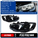 Suitable for 2013-2019 BMW F32 M4 headlight assemblies, spoon-shaped bi-color white and yellow LED DRL plug-and-play car lights - 10 pins - Image 10