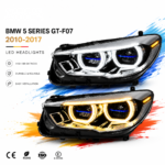 Suitable for 2007-2013 X5 E70 models, retrofitting with G05 spoon-shaped dual-color laser headlight assembly, featuring gold-eyed DRLs - natural white.