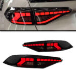 New red 12V RGB style full LED taillights and rear spoiler lights for SE LE sedans - red, green, and blue.