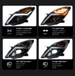 Latest model upgraded headlights with LED headlights, Dr. Chevrolet Cruze 2009-2016 high beam angel eye projector lens - left + right, white. - Image 3