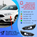 LED headlight assembly suitable for Ford Focus Mk3 2015 upgraded RS style black smoke DRL dynamic turn signals plug and play - cool white - Image 7