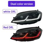 WLJ Auto Parts White and Red Headlight System for Volkswagen Golf Mk7 Upgraded Headlights with Smoke Cover - Red, Original Xenon Headlights - Image 2