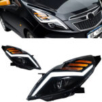 Latest model upgraded headlights with LED headlights, Dr. Chevrolet Cruze 2009-2016 high beam angel eye projector lens - left + right, white.