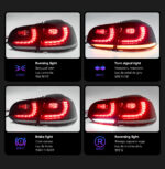 Upgrade for headlight assemblies on 2014-2017 Volkswagen Golf 7/7.5 models: Red/white dual-color LED daytime running lights. - Red, original xenon headlights. - Image 4