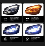 High-spec LED headlight assembly for 2015-2019 Mercedes-Benz GLA, upgraded with DRLs, turn signals, and projection lenses. - Original halogen headlights - Image 2