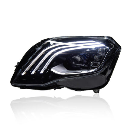 LED headlight assembly with LED daytime running lights for Porsche Cayenne 957 2007-2010 models, 12V headlights and daytime running lights - white.