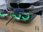 Upgraded tri-color LED headlights for BMW F32, F36, F80, and F82, featuring dual-color (white, yellow, amber) DRL sequential turn signals - tri-color. - Image 3