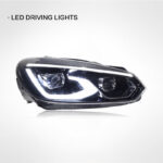 LED headlight assembly for Volkswagen Golf VII MK7 2013-2020, LED DRL sequential turn signal projection headlights, automotive styling - Redline style. - Image 2