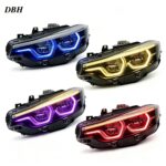 Dual-color angel eye LED headlight assembly for BMW 5 Series F10 F11 F18 2010-2017, direct-plug type - suitable for original xenon bulbs with AFS (Automatic Lighting System).