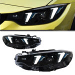 Suitable for 2013-2019 BMW F32 M4 headlight assemblies, spoon-shaped bi-color white and yellow LED DRL plug-and-play car lights - 10 pins