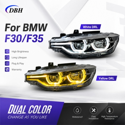 Suitable for 2013-2018 BMW 3 Series F30 dual-color spoon-shaped headlight assembly and LED turn signals - Original vehicle xenon/ dual-color, right rudder