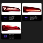 DBH Audi Q7 2006-2015 LED Taillights and Taillights with DRL Brake Lights 6000K Color 12V Automotive Parts - Left + Right, 06-09 Original Vehicle Halogen Red - Image 3