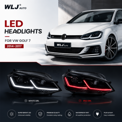 Suitable for 2013-2017 Volkswagen Golf 7 retrofitting with G22 dual-color LED projector headlights, including high-brightness daytime running lights.
