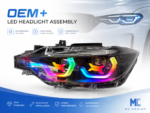 Upgraded custom color-adaptive LED headlights, compatible with BMW E92 E93 2007-2010, and LCI predecessor models' DRL sequential turn signals - plug and play - left/right, E92/E93 2010-2013 projector bulbs.