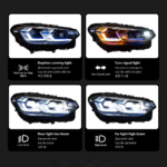 Suitable for 2012-2019 3 Series F30/F35 models, retrofitting to 2023 models with dual hook black base LED lens headlights, PC/ABS material, 12V, brand new - Factory halogen light source - Image 4