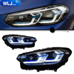 Suitable for 2012-2019 3 Series F30/F35 models, retrofitting to 2023 models with dual hook black base LED lens headlights, PC/ABS material, 12V, brand new - Factory halogen light source