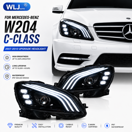 Headlights for 2015-2021 Mercedes-Benz C-Class W205 (older to newer models) with LED daytime running lights and turn signals C180 - 2019