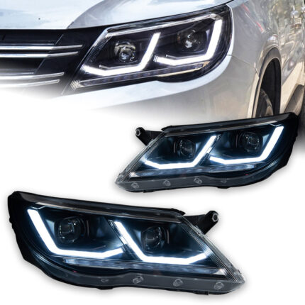 LED headlight assembly for Volkswagen Passat 2019-2021 models, with sequential turn signals and laser projection lenses - multi-color, full LED.