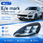 For 2011-2018 Porsche Cayenne models, plug-and-play headlight assembly upgrade to the new 2024 front matrix headlights - US specification, 2015-2018 models (blue band up/down self-test).