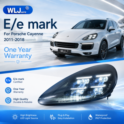 For 2011-2018 Porsche Cayenne models, plug-and-play headlight assembly upgrade to the new 2024 front matrix headlights - US specification, 2015-2018 models (blue band up/down self-test).